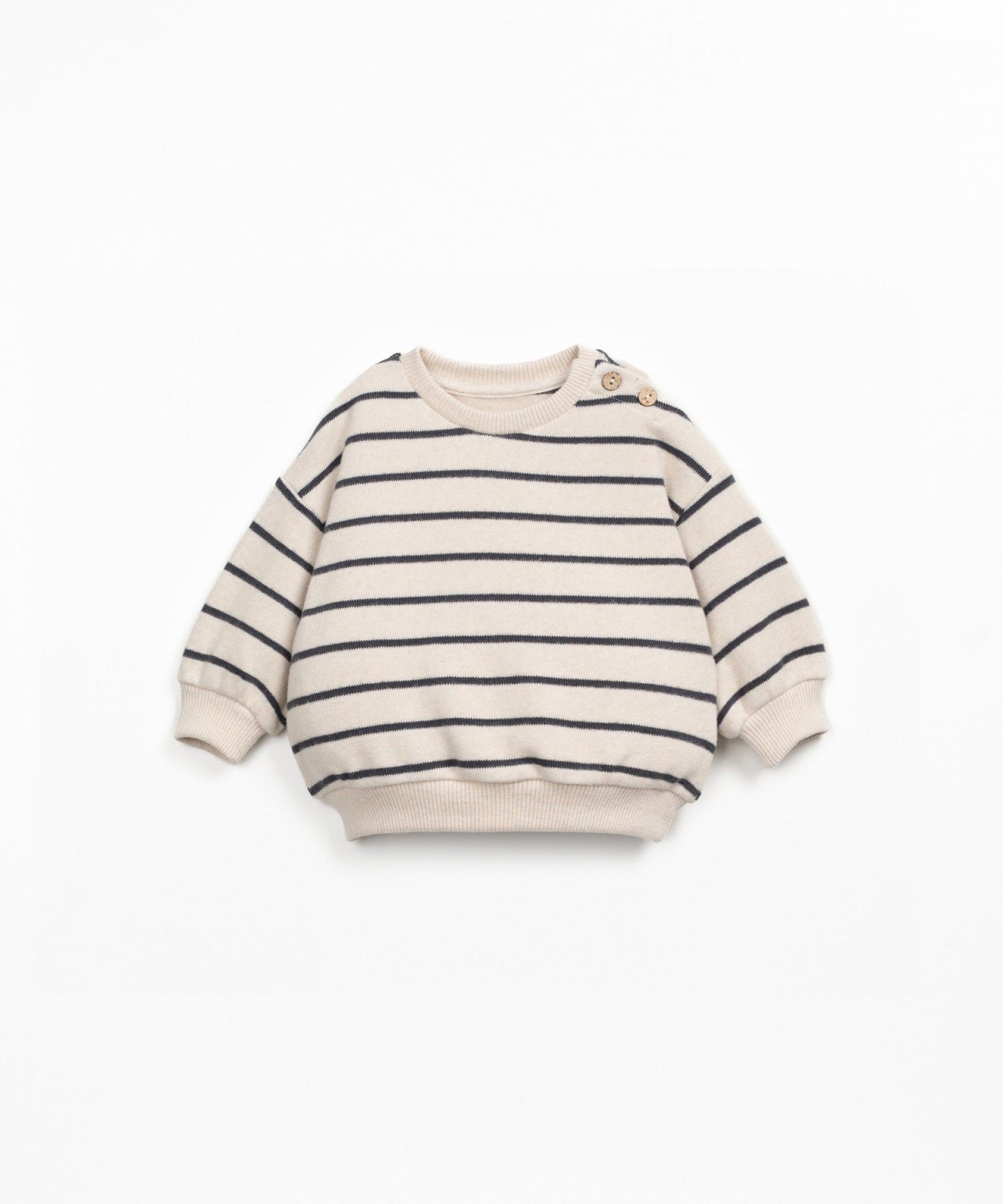 Felpa in cotone a righe - 89% Cotone rigenerato