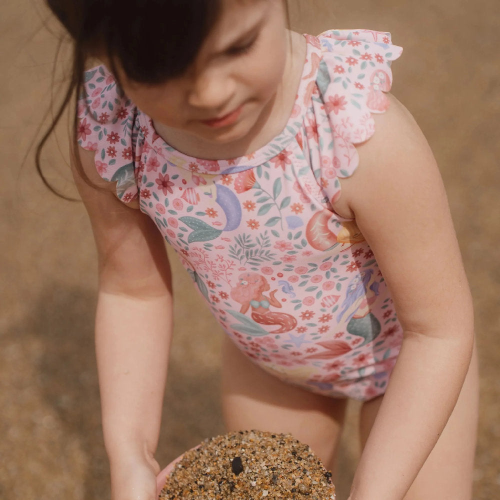 Costume da Bagno Bimba 'Dreamy Mermaid' (Bottoni al Cavallo e Volant)