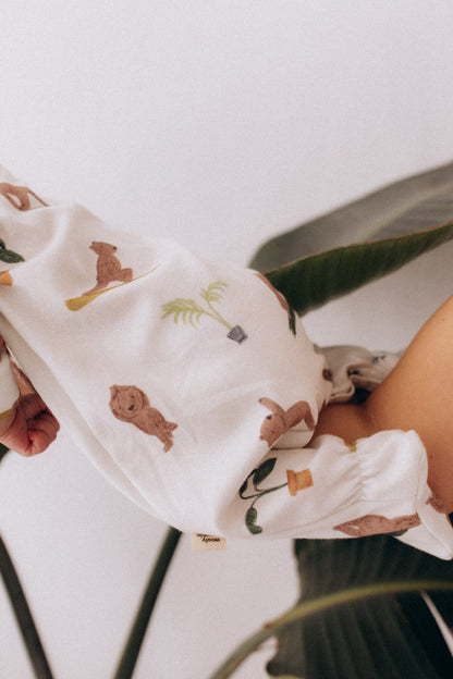 Tutina Pigiama Wrap Avvolgente in Cotone Biologico GOTS con Bottoni Laterali