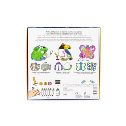 Set Creativo 3-in-1 con Adesivi, Timbri e Colori