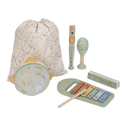 Set Musicale Verde con 5 Strumenti e Borsa in Tela 'Safari Friends'  - Dai 3 anni
