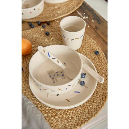 Set piatti 4 pezzi - Ciotola, piatto,bicchiere e cucchiaio