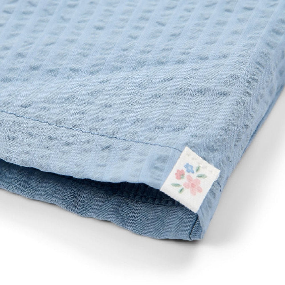 Pantaloni a Gamba Larga in Cotone Biologico Effetto Stropicciato - Denim Blue