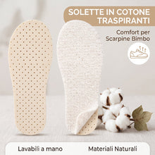 Solette traspiranti in spugna di cotone naturale