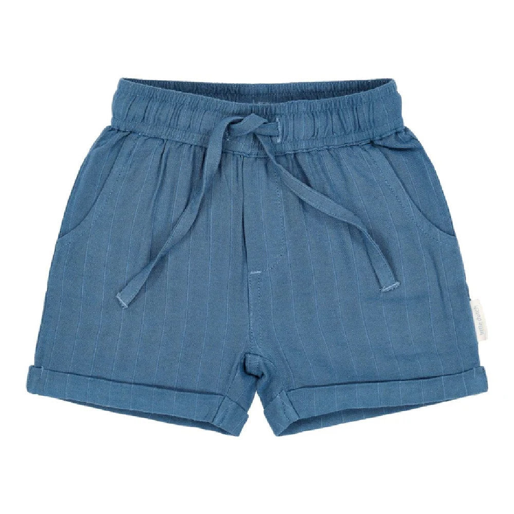 Pantaloncini Corti Effetto Lino a Righe - Indaco