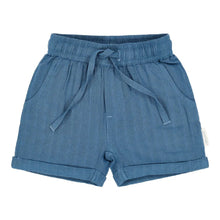 Pantaloncini Corti Effetto Lino a Righe - Indaco