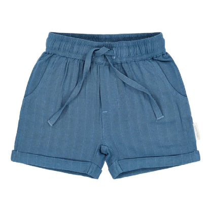 Pantaloncini Corti Effetto Lino a Righe - Indaco