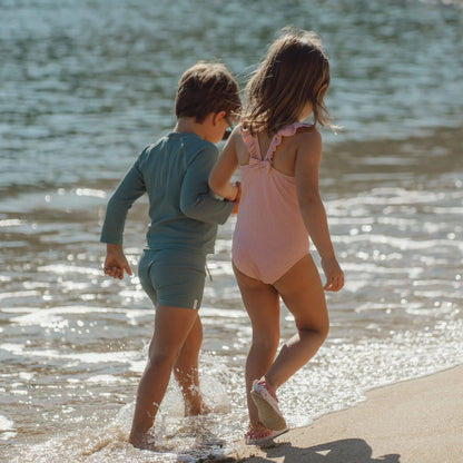 Costume da Bagno Bimba 'Dreamy Pink Rose' (Tessuto 3D e Bottoni al Cavallo)