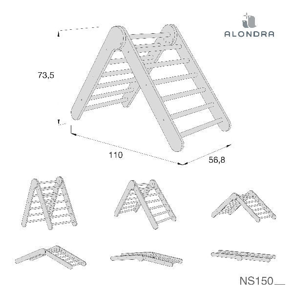 Triangolo di apprendimento Pikler in legno - Triplano