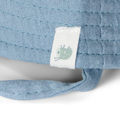 Cappellino Parasole in Mussola di Cotone Biologico - Blu