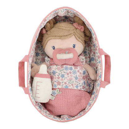 Set Bambola di Stoffa 'Rosa' Little Dutch con Cesta Portaletino e Accessori Magnetici