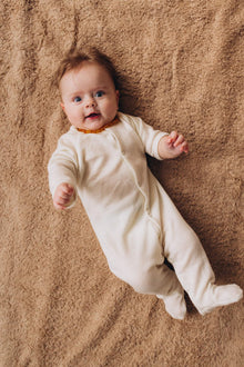 Tutina in lana merino/seta con piedi - Noos