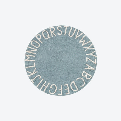 Tappeto rotondo ABC Vintage Blue - 150cm - Lavabile in lavatrice