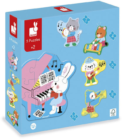 5 Puzzle evolutivi in cartone - Dai 3 anni