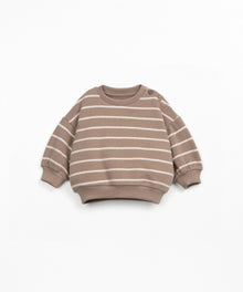 Felpa in cotone a righe - 89% Cotone rigenerato