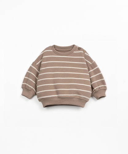 Felpa in cotone a righe - 89% Cotone rigenerato