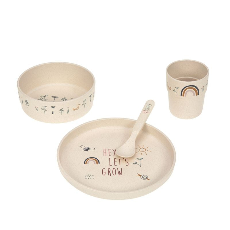 Set piatti 4 pezzi - Ciotola, piatto,bicchiere e cucchiaio