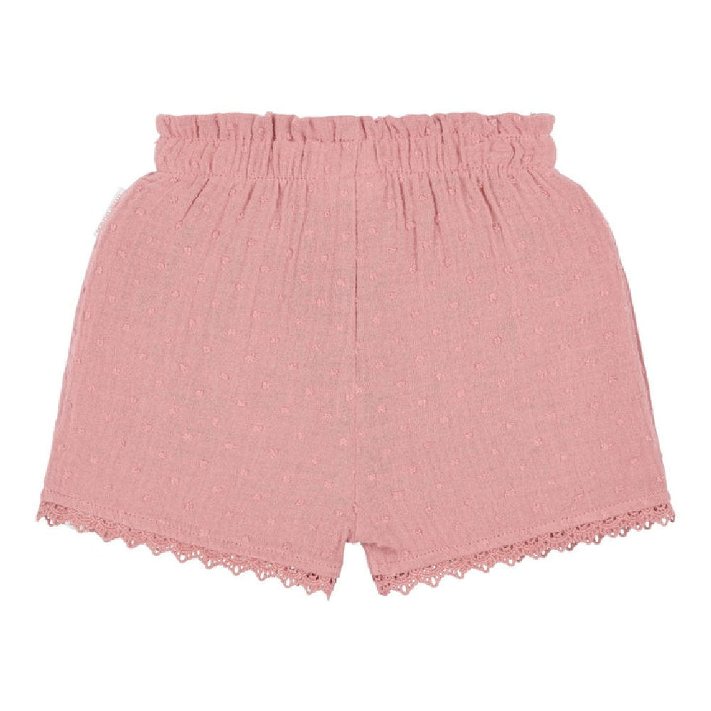 Pantaloncini Corti Bambina in Cotone Biologico con Volant - Pink Blush