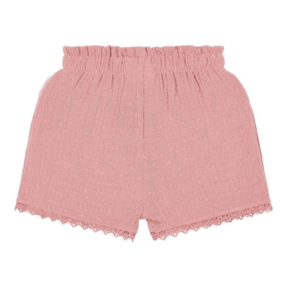 Pantaloncini Corti Bambina in Cotone Biologico con Volant - Pink Blush