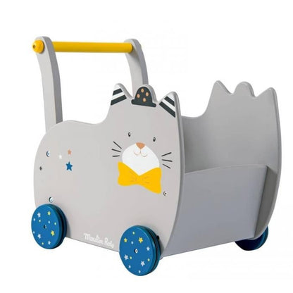 Carrello Primi passi con portagiochi - Gatto