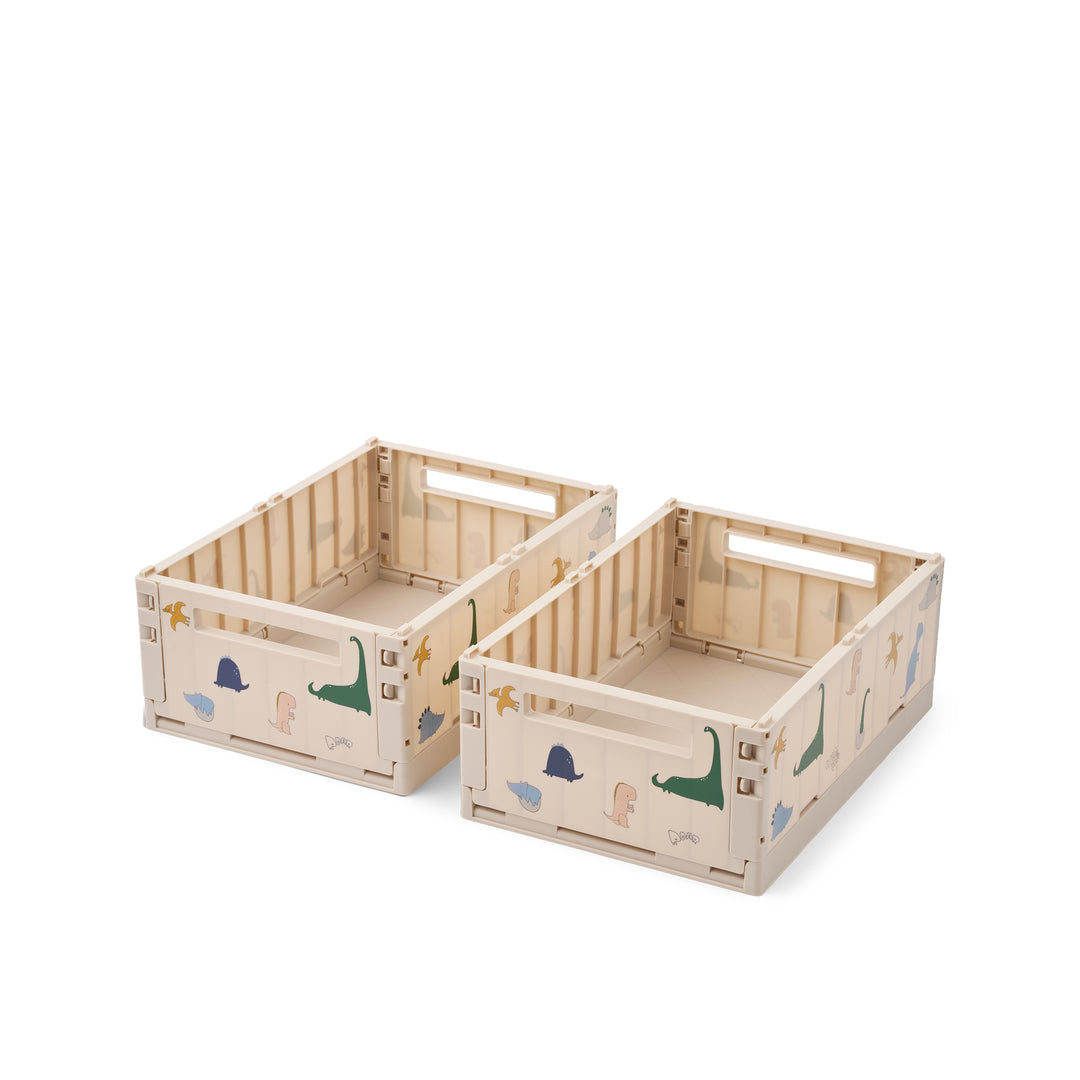 Cassetta portaoggetti ripiegabile e impilabile Weston M con Stampa - 2 pezzi - H13 x L25 x L36 cm