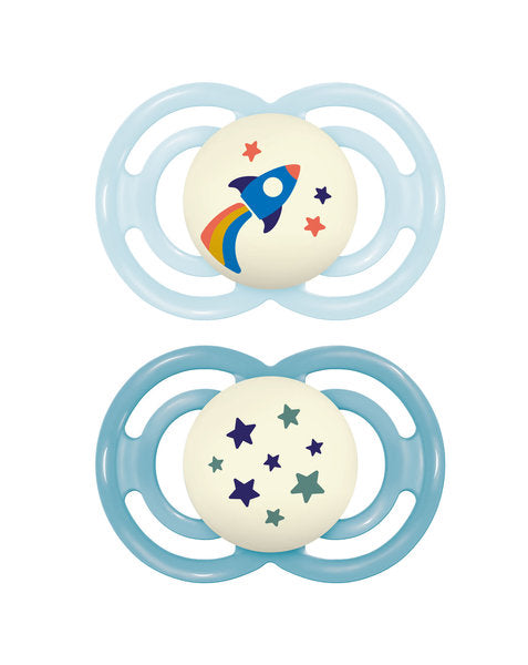 Succhietto Perfect night con scatola portaciuccio - Confezione doppia - Si illumina al buio