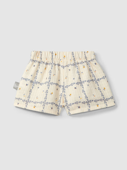 Shorts Pull-up in Cotone Morbido con Stampa e Texture