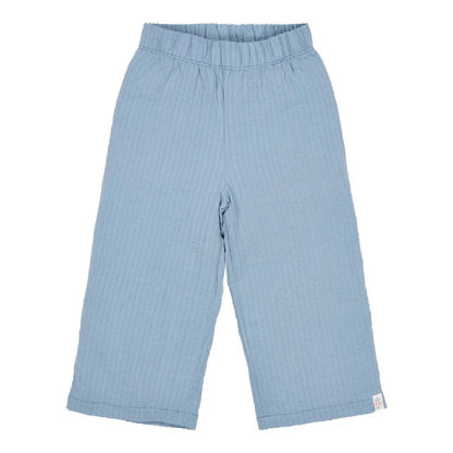 Pantaloni a Gamba Larga in Cotone Biologico Effetto Stropicciato - Denim Blue