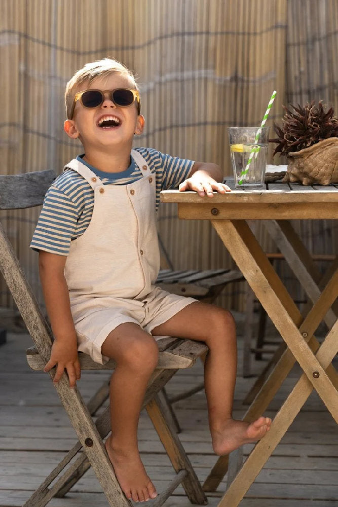 T-Shirt Bambino a Righe in Cotone Biologico - Indigo e Sabbia