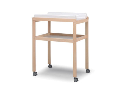 Mobile Fasciatoio Mini in Legno di Faggio con Ruote e Materassino in PVC - 76,5x53,5x100cm