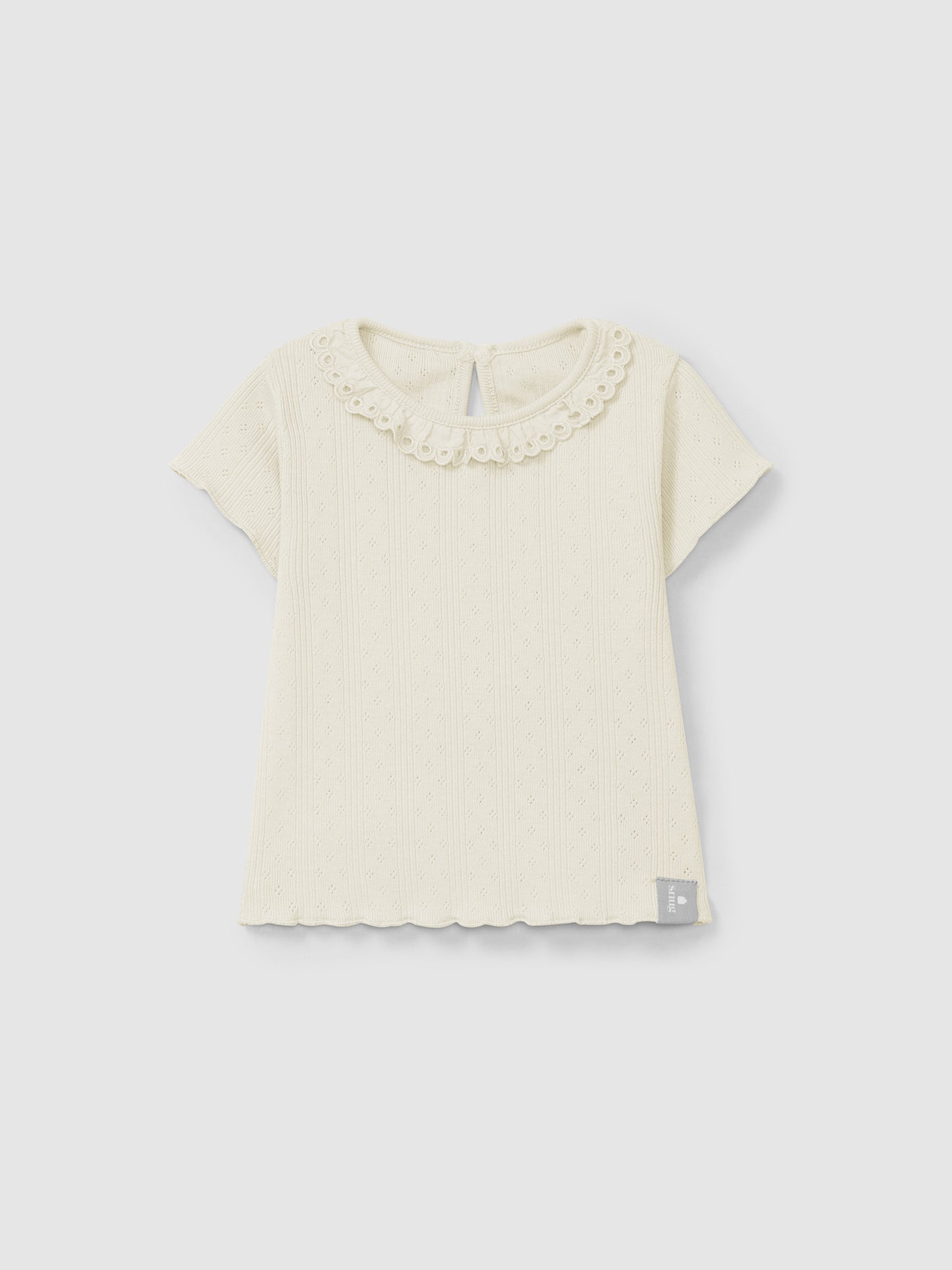 T-SHIRT AJOURS CON COLLETTO A VOLANT 5S111
