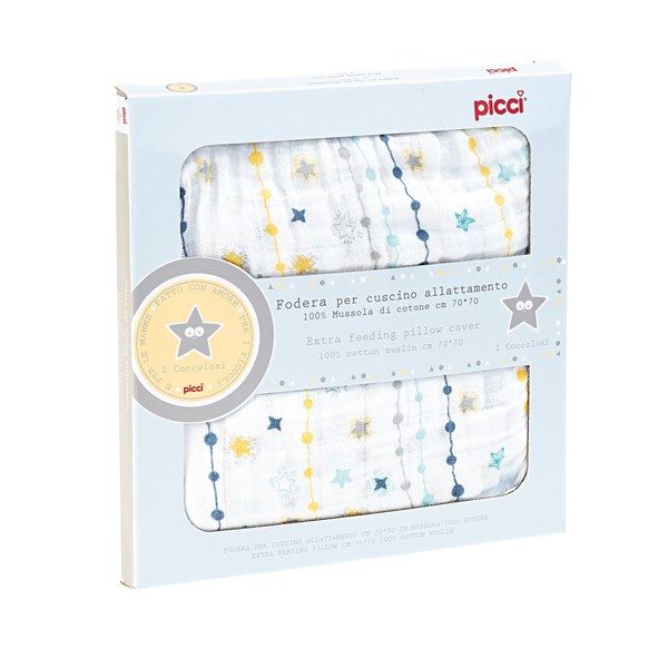 Fodera per cuscino allattamento in mussole cotone - 70x70 cm - Compatibile con Boppy