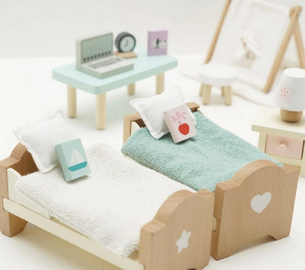 Set Arredo Cameretta dei Bambini in Legno per Casa delle Bambole