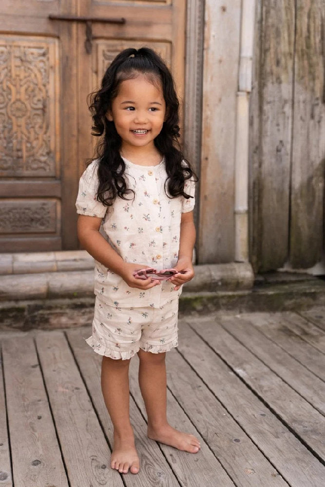 Blusa Camicetta Bambina in Cotone Biologico Effetto Lino - Stampa Fairy Bloom