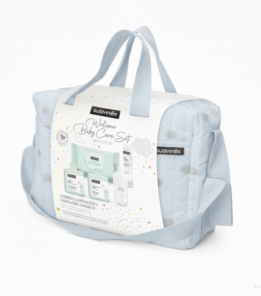 Borsa cosmetica con set cura neonato - con 5 prodotti inclusi