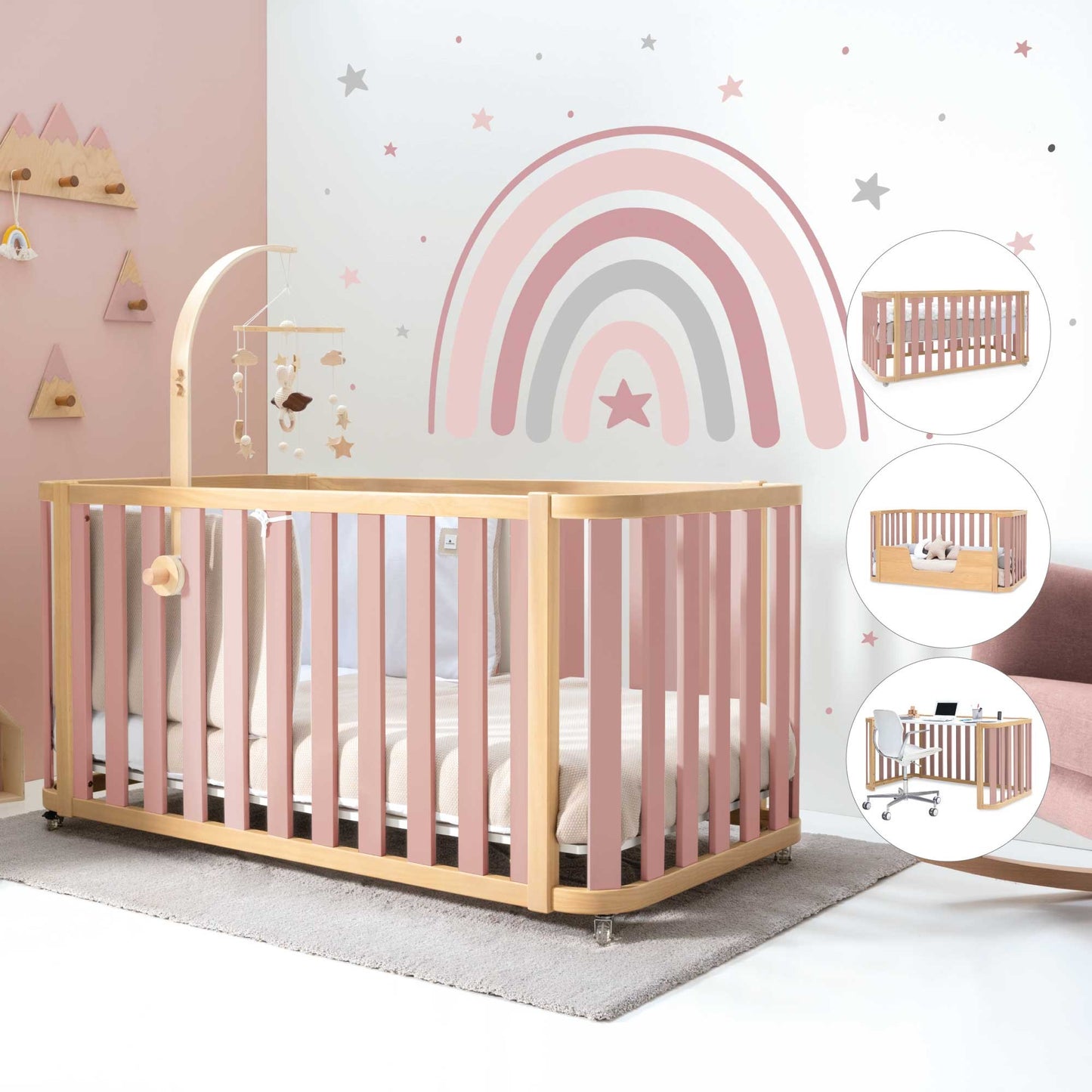 Lettino evolutivo Crea DUE PLUS - Lettino-Letto montessoriano-Scrivania