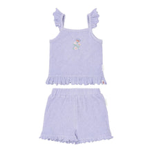 Completo Estivo Bimba 'Dreamy Purple' in Cotone Biologico (Top e Pantaloncini)