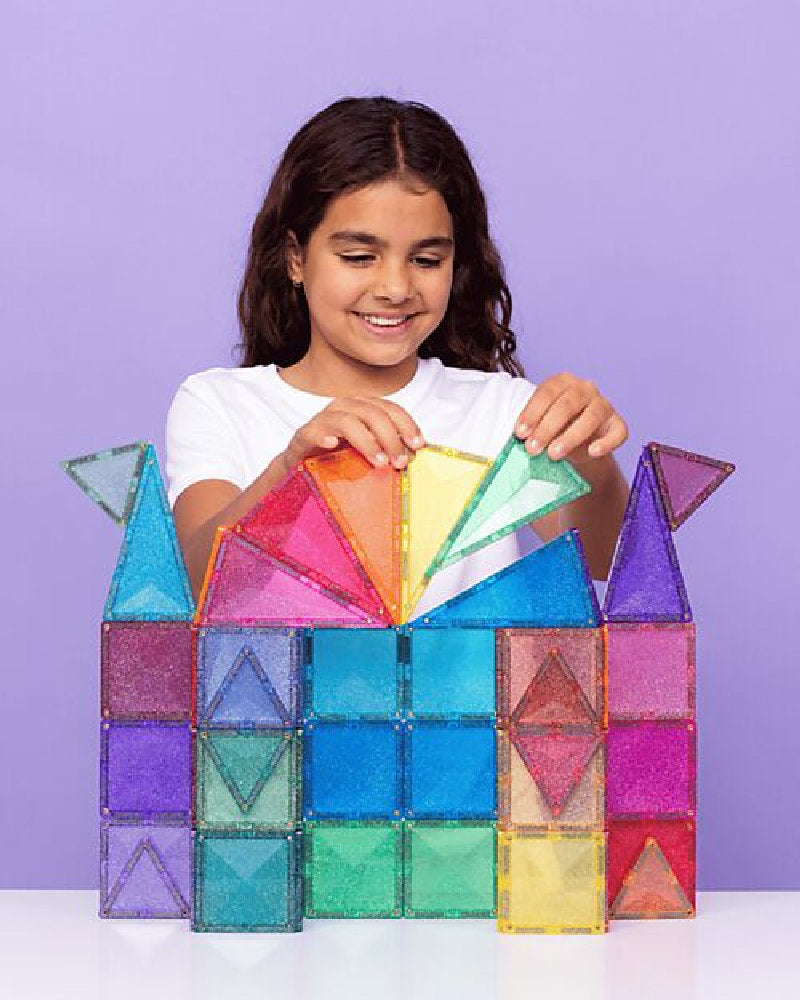 Set Costruzioni Magnetiche 'Castello Glitter' 48 Pezzi Connetix Tiles (Multicolor Glitter)