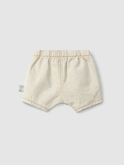 Shorts Pull-up in Canvas di Cotone e Lino - Stile Organico