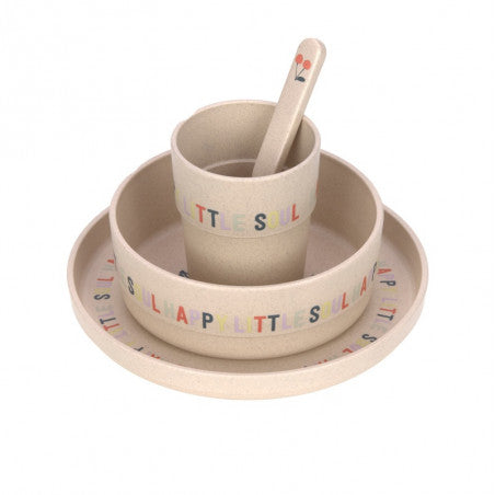 Set piatti 4 pezzi - Ciotola, piatto,bicchiere e cucchiaio