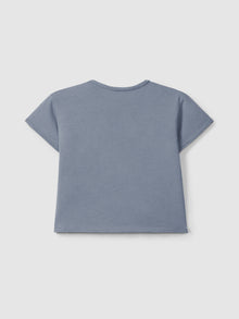 T-shirt in Jersey di Cotone con Ricamo e Bottoni in Legno