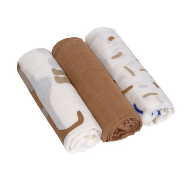 Mussola in viscosa di bamboo e cotone organico L - 80x80cm - Pack 3pezzi