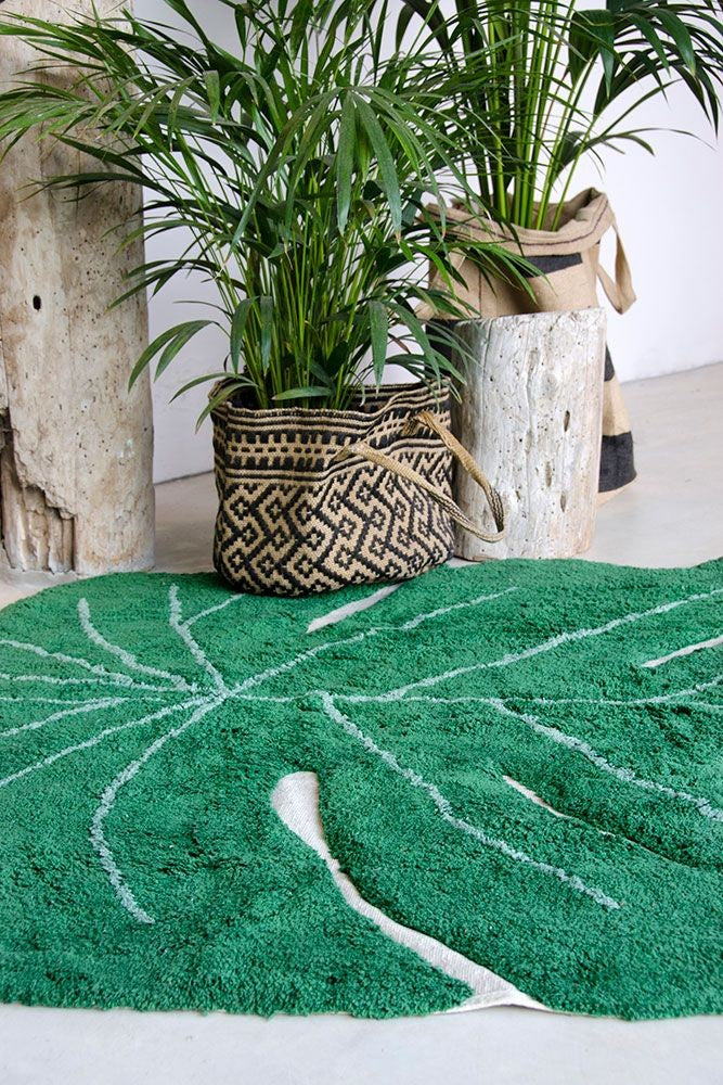 Tappeto lavabile Foglia di Monstera - 97% cotone naturale - Lavabile in lavatrice