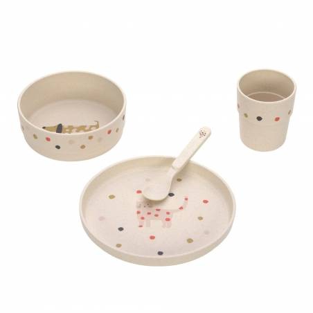 Set piatti 4 pezzi - Ciotola, piatto,bicchiere e cucchiaio