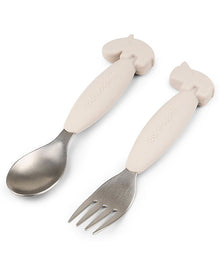 Set 2 Posate Anti-Scivolo - Forchetta e Cucchiaio - Silicone Alimentare e Acciaio inossidabile
