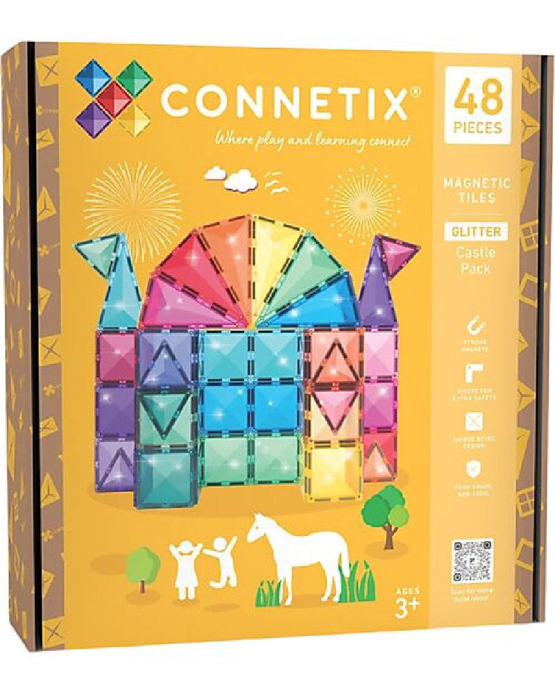 Set Costruzioni Magnetiche 'Castello Glitter' 48 Pezzi Connetix Tiles (Multicolor Glitter)