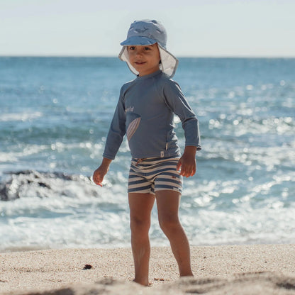 Costume da Bagno 'Ocean Blue Stripes' (Tessuto a Costine Tinto in Filo)