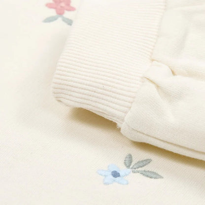 Maglioncino in Felpa Leggera di Cotone Biologico - Color Crema con Ricamo