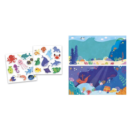 Kit Creativo Adesivi Riposizionabili 'Mondo Sottomarino' (30 Pezzi)