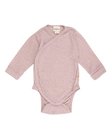 Body Neonato a Incrocio Kimono in Lana Merino e Lyocell a Manica Lunga